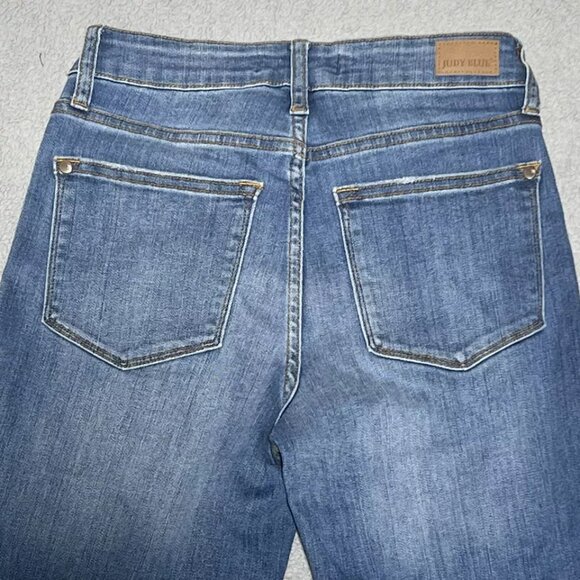Judy Blue Jeans Womens 25x28 Blue Slim Fit Denim Mid Rise Medium Wash Stretch - Picture 8 of 11